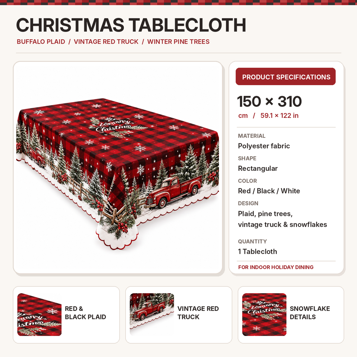 Christmas Buffalo Plaid Tablecloth