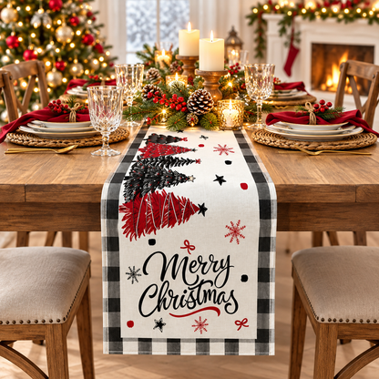 Christmas Tree Buffalo Plaid Table Runner