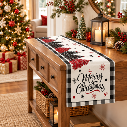 Christmas Tree Buffalo Plaid Table Runner