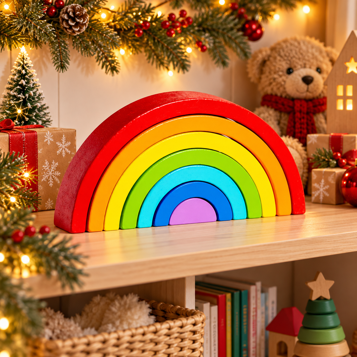 Wooden Rainbow Stacking Toy