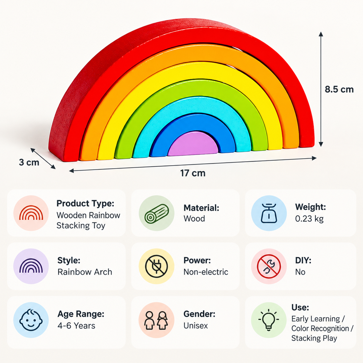 Wooden Rainbow Stacking Toy
