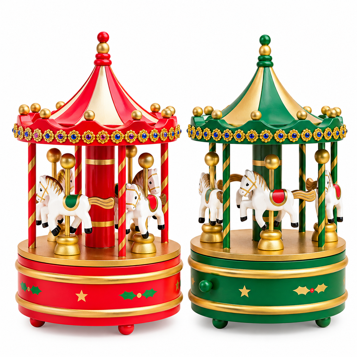 Vintage Wooden Carousel Music Box