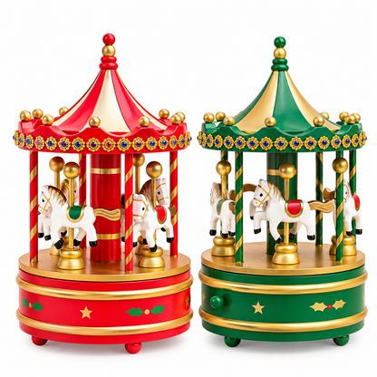 Vintage Wooden Carousel Music Box