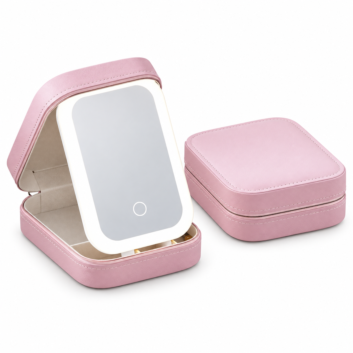 Portable LED Lighted Makeup Mirror & Organizer