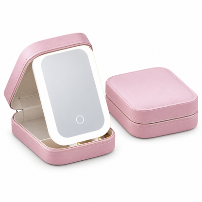 Portable LED Lighted Makeup Mirror & Organizer