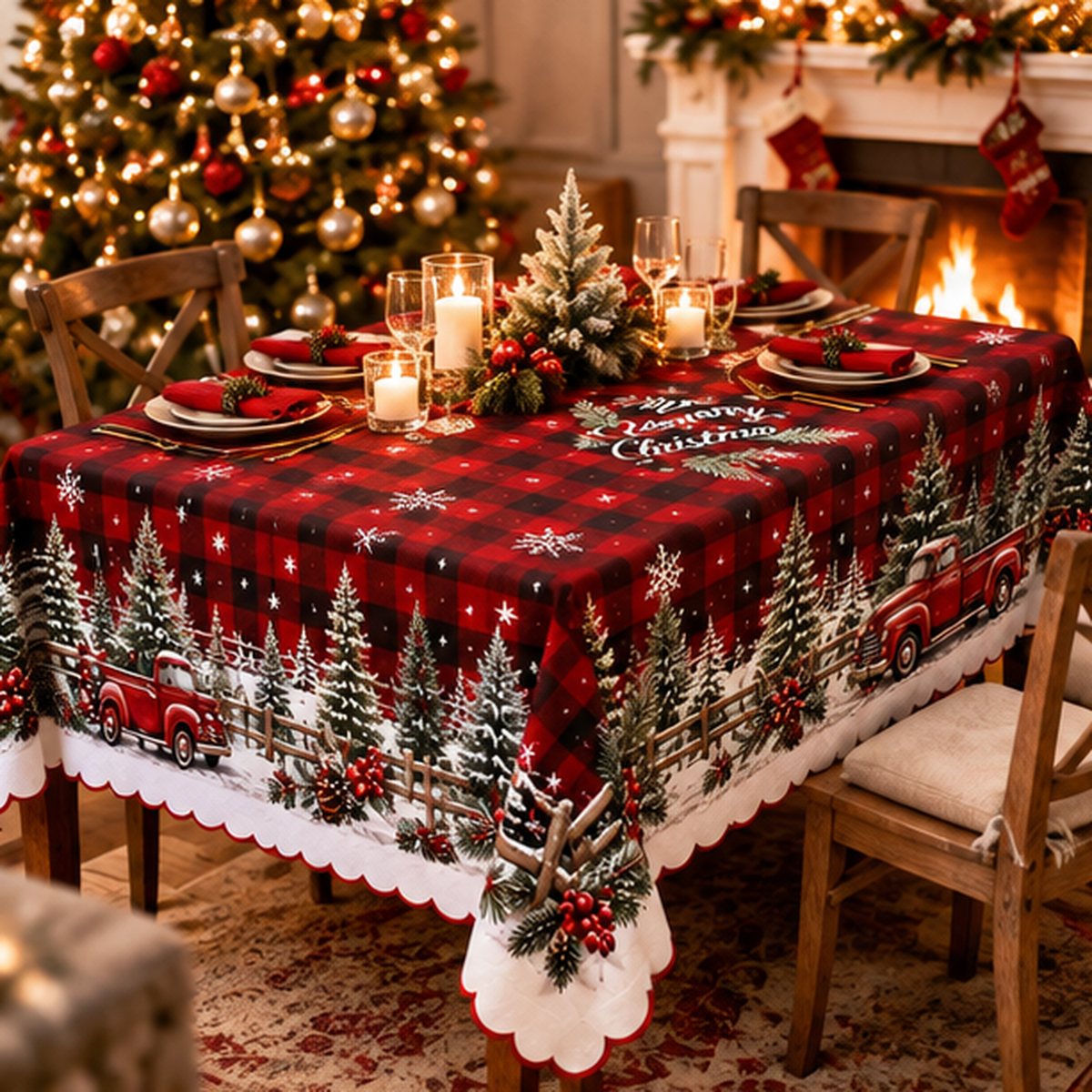Christmas Buffalo Plaid Tablecloth