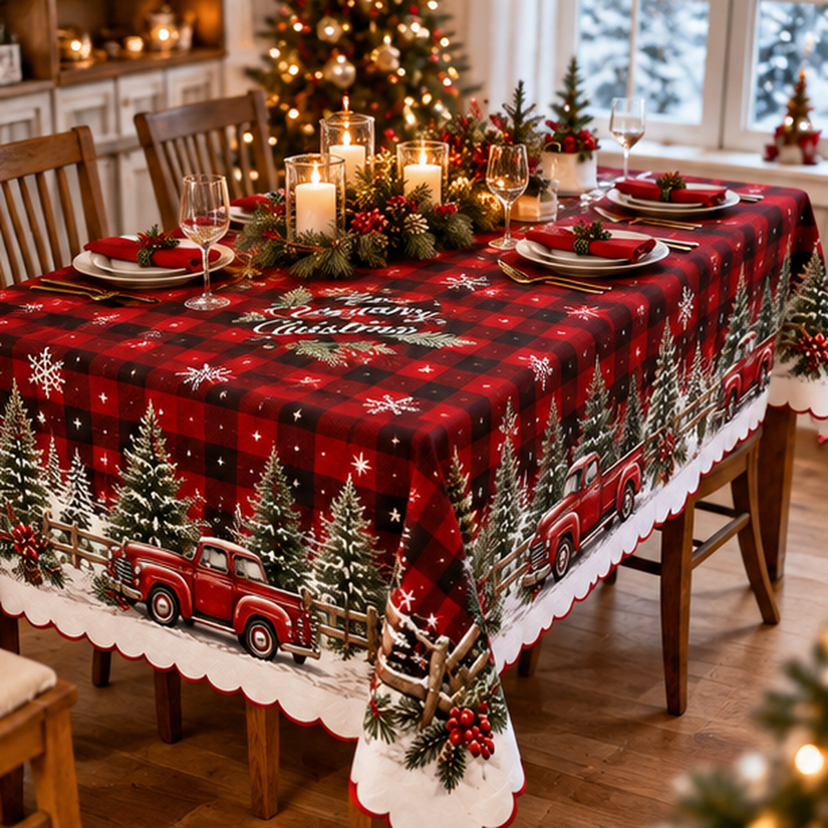 Christmas Buffalo Plaid Tablecloth