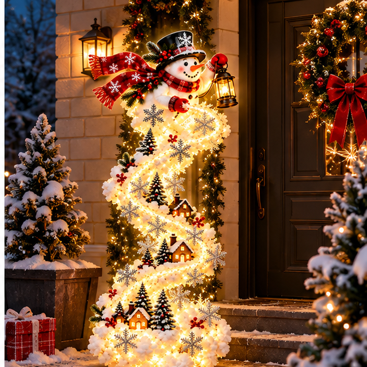 Glowing Snowman Christmas Door Hanger