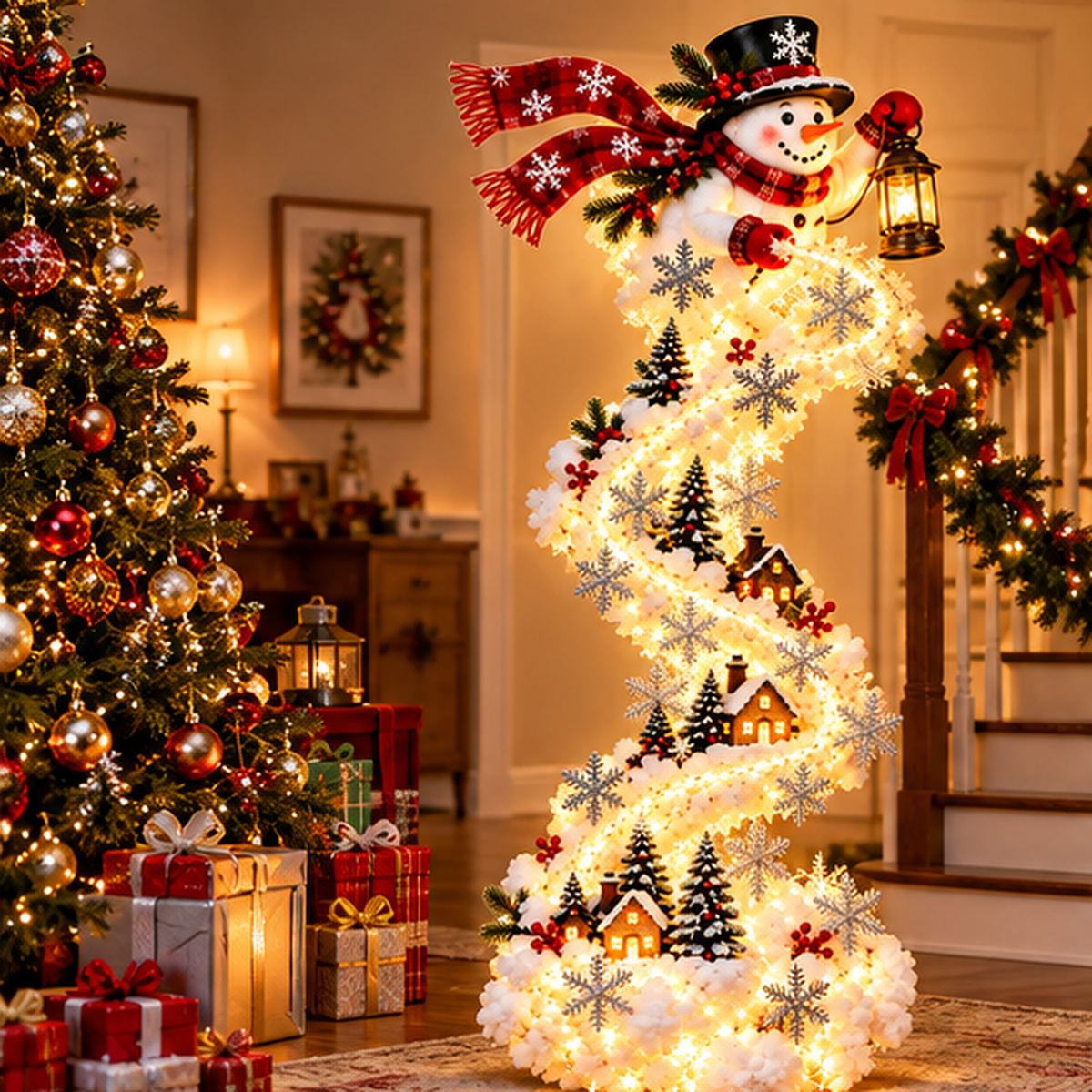 Glowing Snowman Christmas Door Hanger